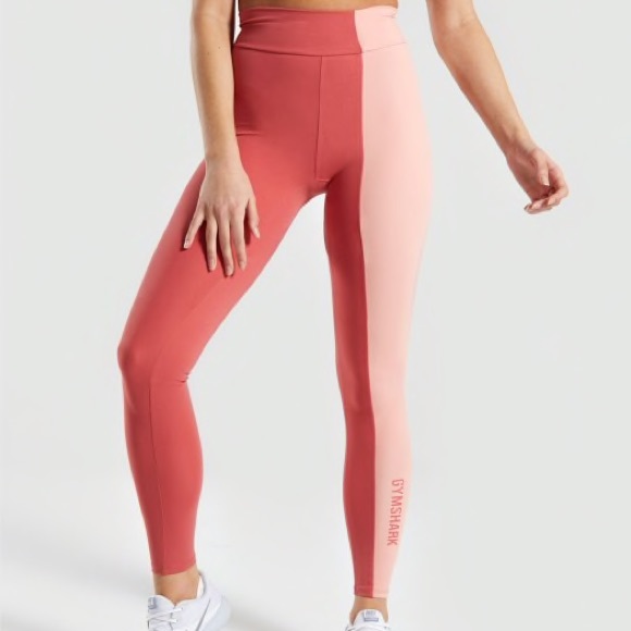 Gymshark Pants - gymshark high waisted duo leggings brick red/peach